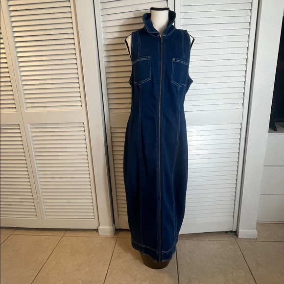 ANTHROPOLOGIE FITTED DENIM PILCRO MIDI DRESS COLOR DENIM DARK  XL NWT - Picture 12 of 14